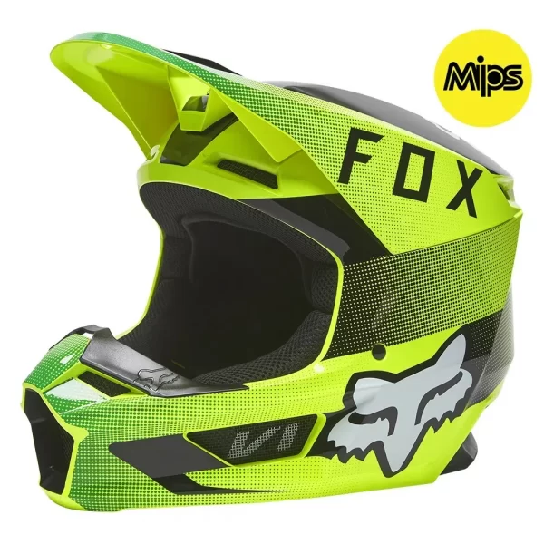 CAPACETE MX FOX V1 RIDL AMARELO FLÚOR MIPS