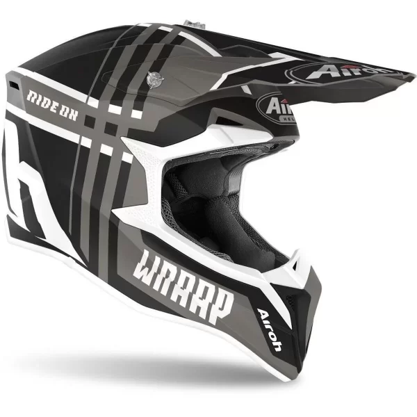Capacete Airoh Wraap Motocross Trilha Enduro - Preto+Branco