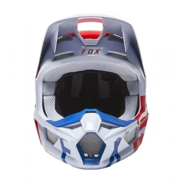 CAPACETE FOX V1 MVRS MIPS SKEW BRANCO VERMELHO AZUL - Image 3