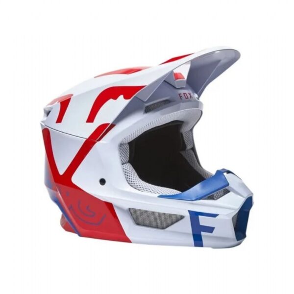 CAPACETE FOX V1 MVRS MIPS SKEW BRANCO VERMELHO AZUL - Image 2